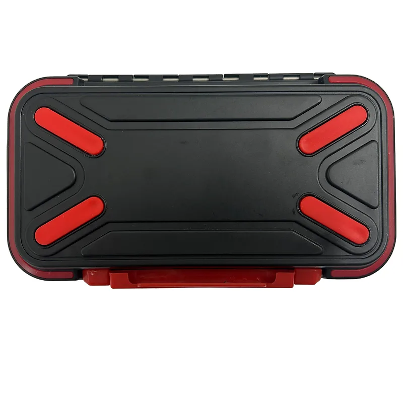 קופסה איכותית לציוד דיג בגודל בינוני צבע אדום שחור